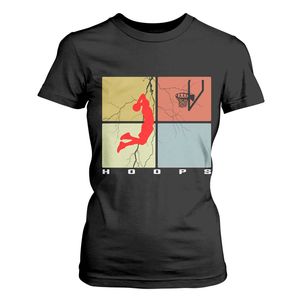 Hoops Life T Shirt For Women Retro Basketball Dunk Silhouette TS12 Black Print Your Wear