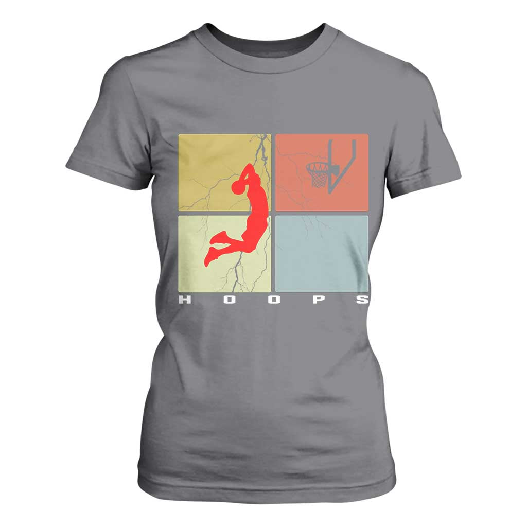Hoops Life T Shirt For Women Retro Basketball Dunk Silhouette TS12 Charcoal Print Your Wear