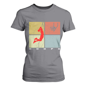 Hoops Life T Shirt For Women Retro Basketball Dunk Silhouette TS12 Charcoal Print Your Wear