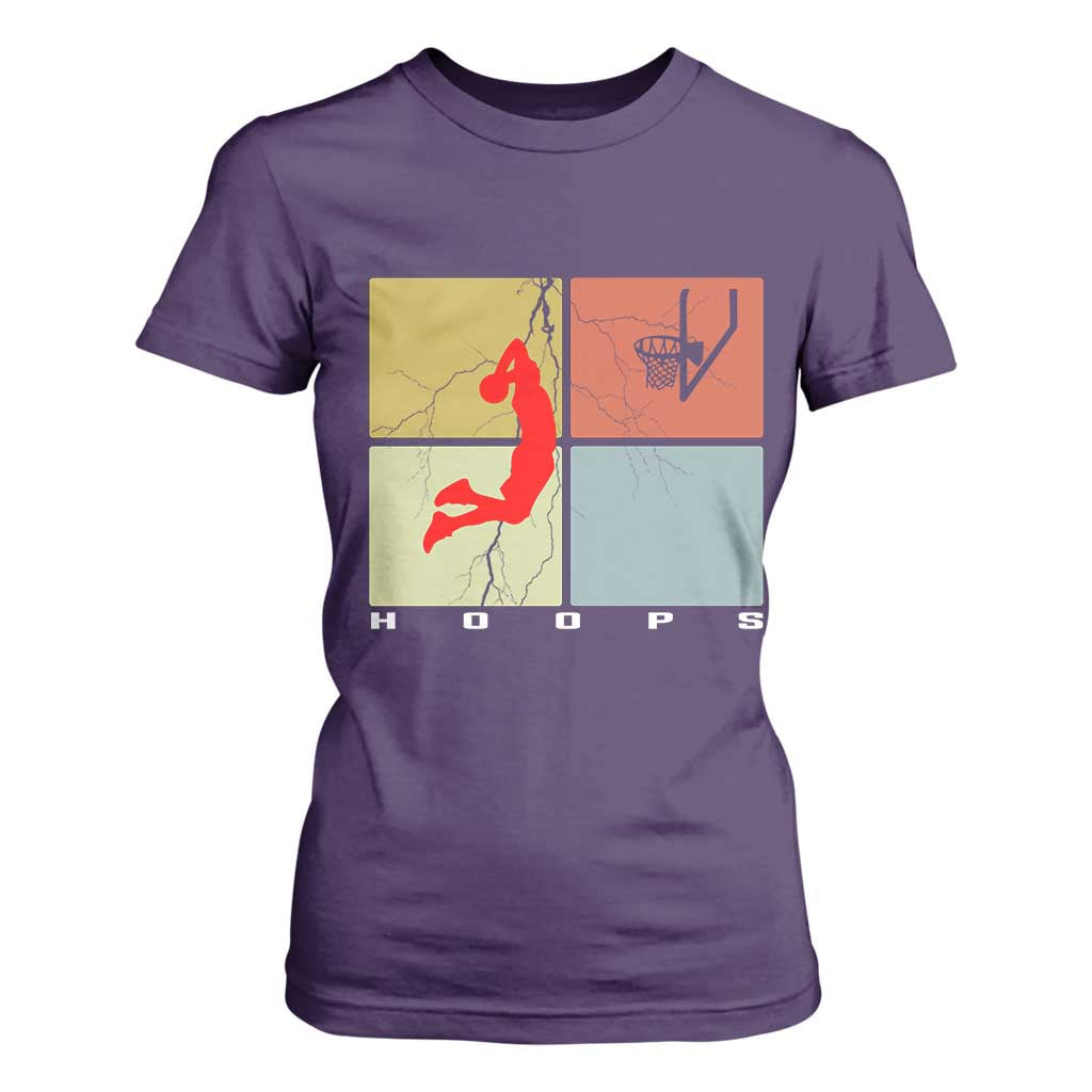Hoops Life T Shirt For Women Retro Basketball Dunk Silhouette TS12 Purple Print Your Wear