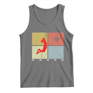 Hoops Life Tank Top Retro Basketball Dunk Silhouette TS12 Black Heather Print Your Wear