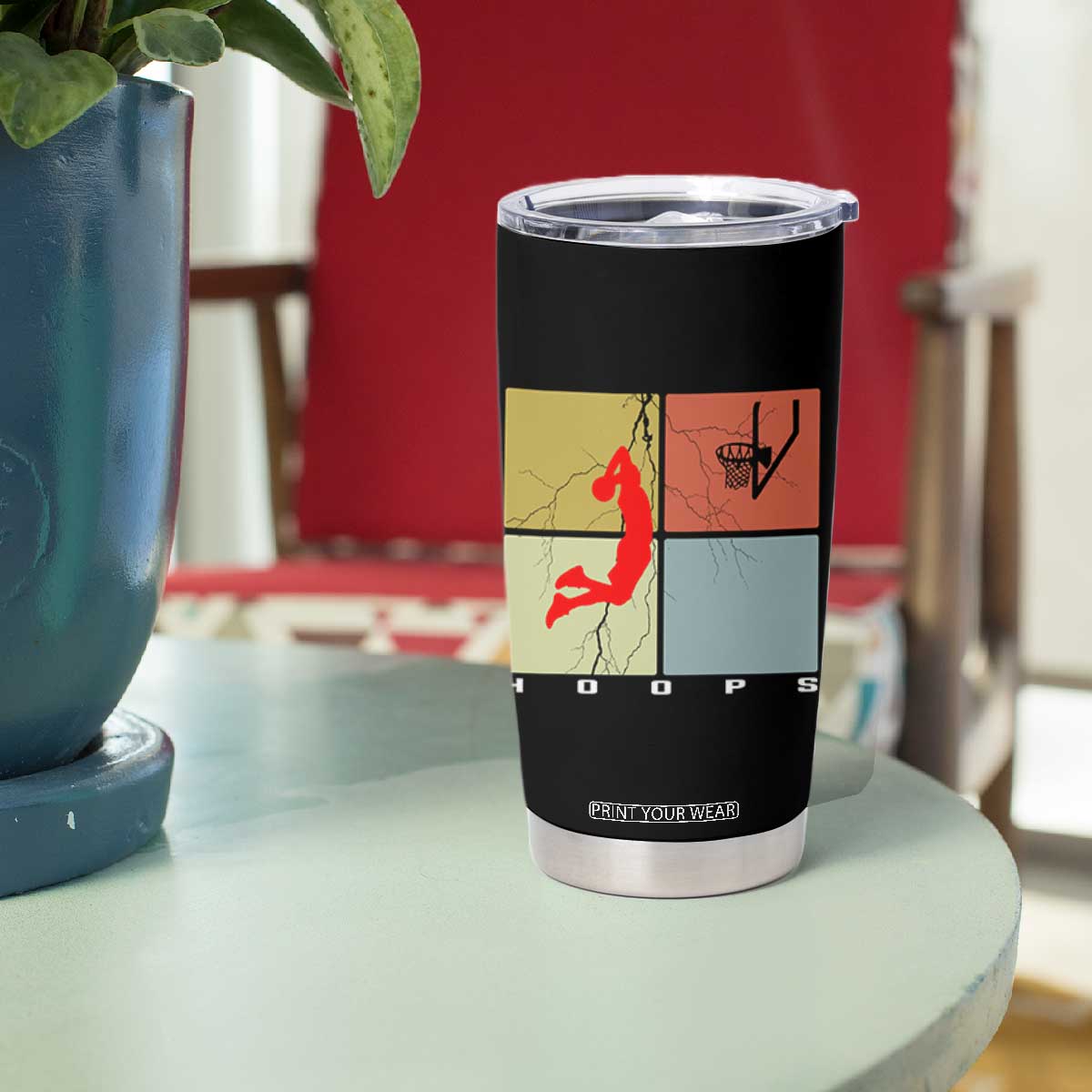 Hoops Life Tumbler Cup Retro Basketball Dunk Silhouette TS12 Print Your Wear
