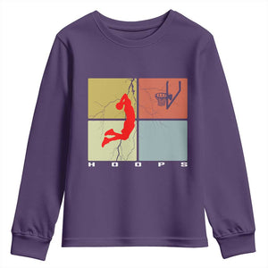 Hoops Life Youth Sweatshirt Retro Basketball Dunk Silhouette TS12 Purple Print Your Wear
