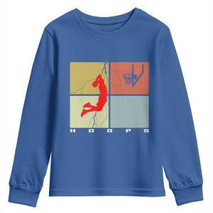 Hoops Life Youth Sweatshirt Retro Basketball Dunk Silhouette TS12 Royal Blue Print Your Wear