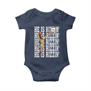 Christian Basketball Lover Baby Onesie He Is Rizzin Funny Gift TS12 Navy Print Your Wear