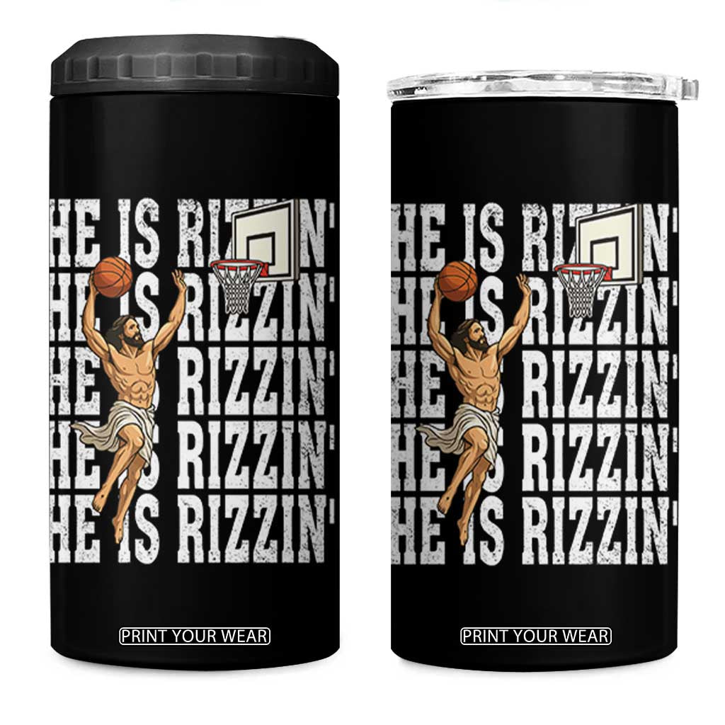 Christian Basketball Lover 4 in 1 Can Cooler Tumbler He Is Rizzin Funny Gift TS12 One Size: 16 oz Black Print Your Wear