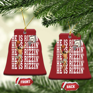 Christian Basketball Lover Christmas Ornament He Is Rizzin Funny Gift TS12 Bell Flake Red Print Your Wear
