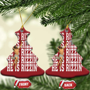Christian Basketball Lover Christmas Ornament He Is Rizzin Funny Gift TS12 Christmas Tree Red Print Your Wear