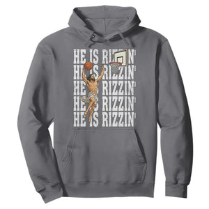 Christian Basketball Lover Hoodie He Is Rizzin Funny Gift TS12 Charcoal Print Your Wear