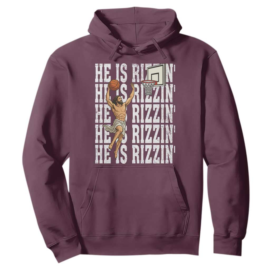 Christian Basketball Lover Hoodie He Is Rizzin Funny Gift TS12 Maroon Print Your Wear