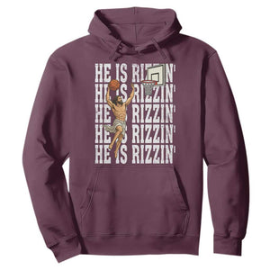 Christian Basketball Lover Hoodie He Is Rizzin Funny Gift TS12 Maroon Print Your Wear