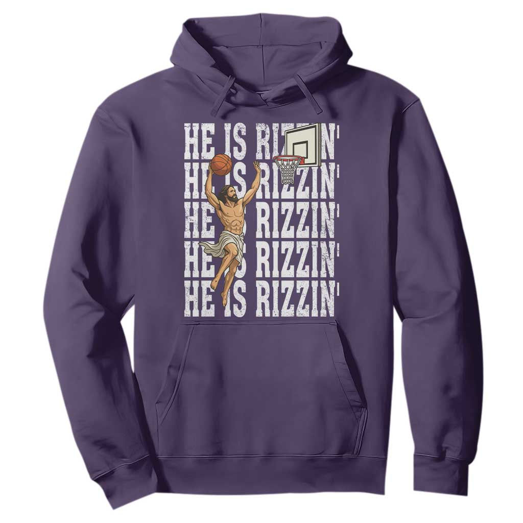 Christian Basketball Lover Hoodie He Is Rizzin Funny Gift TS12 Purple Print Your Wear
