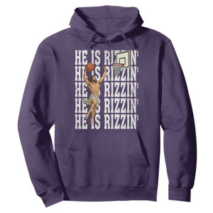 Christian Basketball Lover Hoodie He Is Rizzin Funny Gift TS12 Purple Print Your Wear