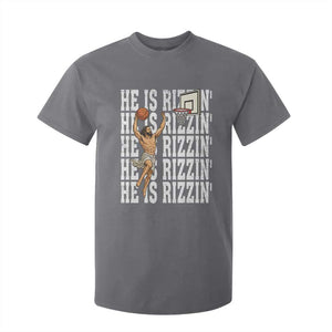 Christian Basketball Lover T Shirt For Kid He Is Rizzin Funny Gift TS12 Charcoal Print Your Wear