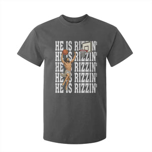 Christian Basketball Lover T Shirt For Kid He Is Rizzin Funny Gift TS12 Dark Heather Print Your Wear