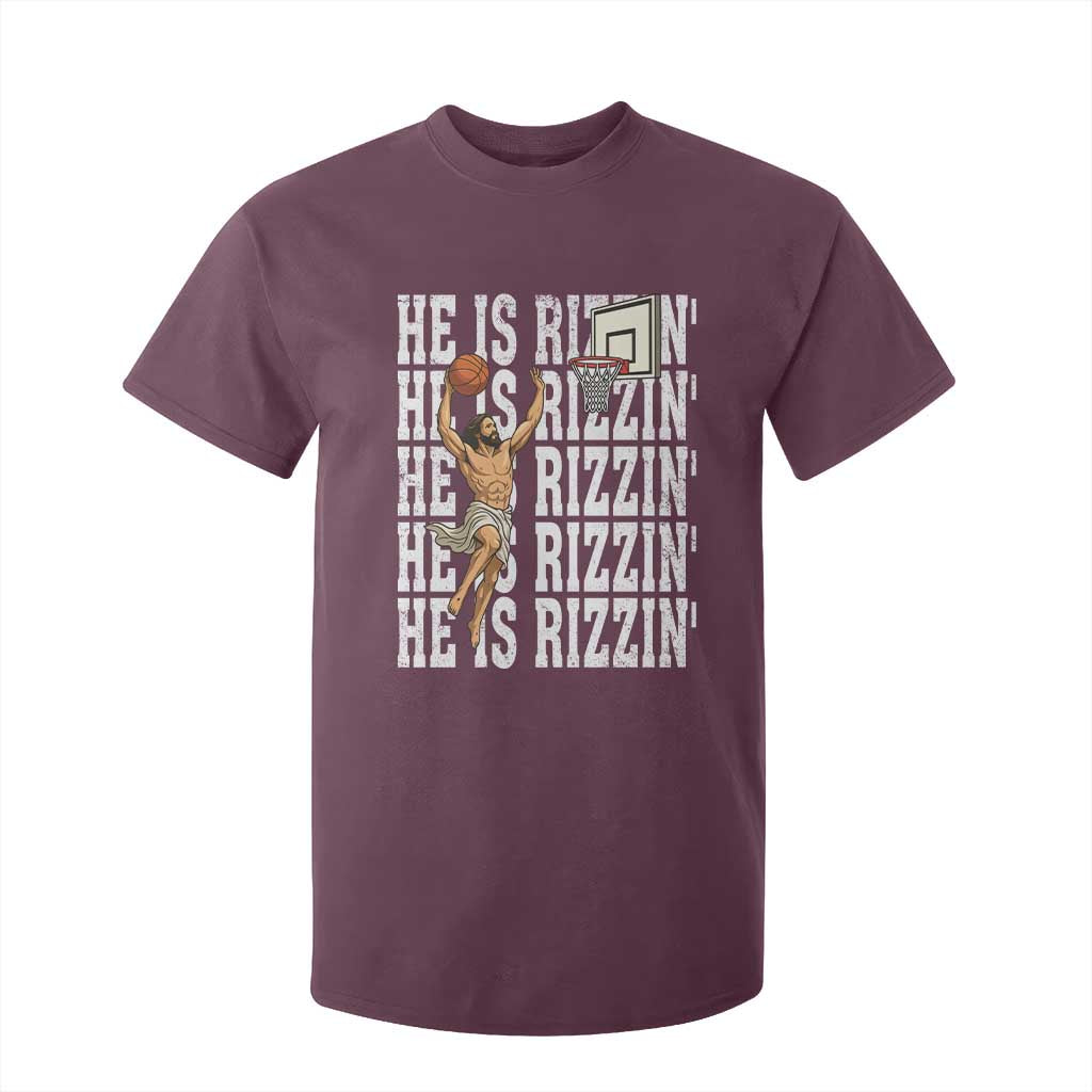 Christian Basketball Lover T Shirt For Kid He Is Rizzin Funny Gift TS12 Maroon Print Your Wear
