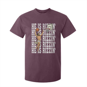 Christian Basketball Lover T Shirt For Kid He Is Rizzin Funny Gift TS12 Maroon Print Your Wear