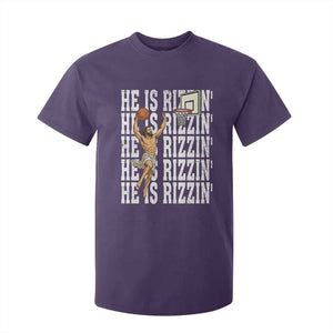 Christian Basketball Lover T Shirt For Kid He Is Rizzin Funny Gift TS12 Purple Print Your Wear