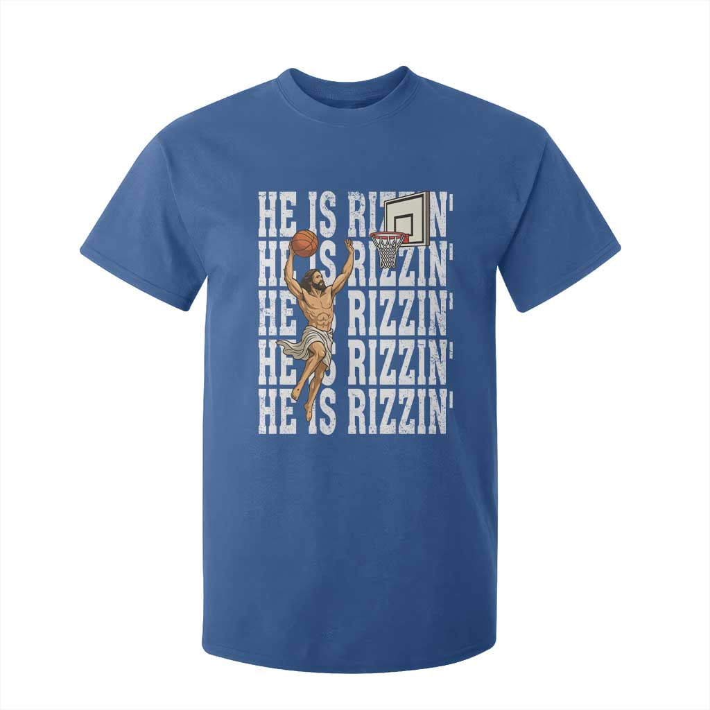 Christian Basketball Lover T Shirt For Kid He Is Rizzin Funny Gift TS12 Royal Blue Print Your Wear