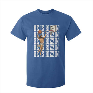 Christian Basketball Lover T Shirt For Kid He Is Rizzin Funny Gift TS12 Royal Blue Print Your Wear
