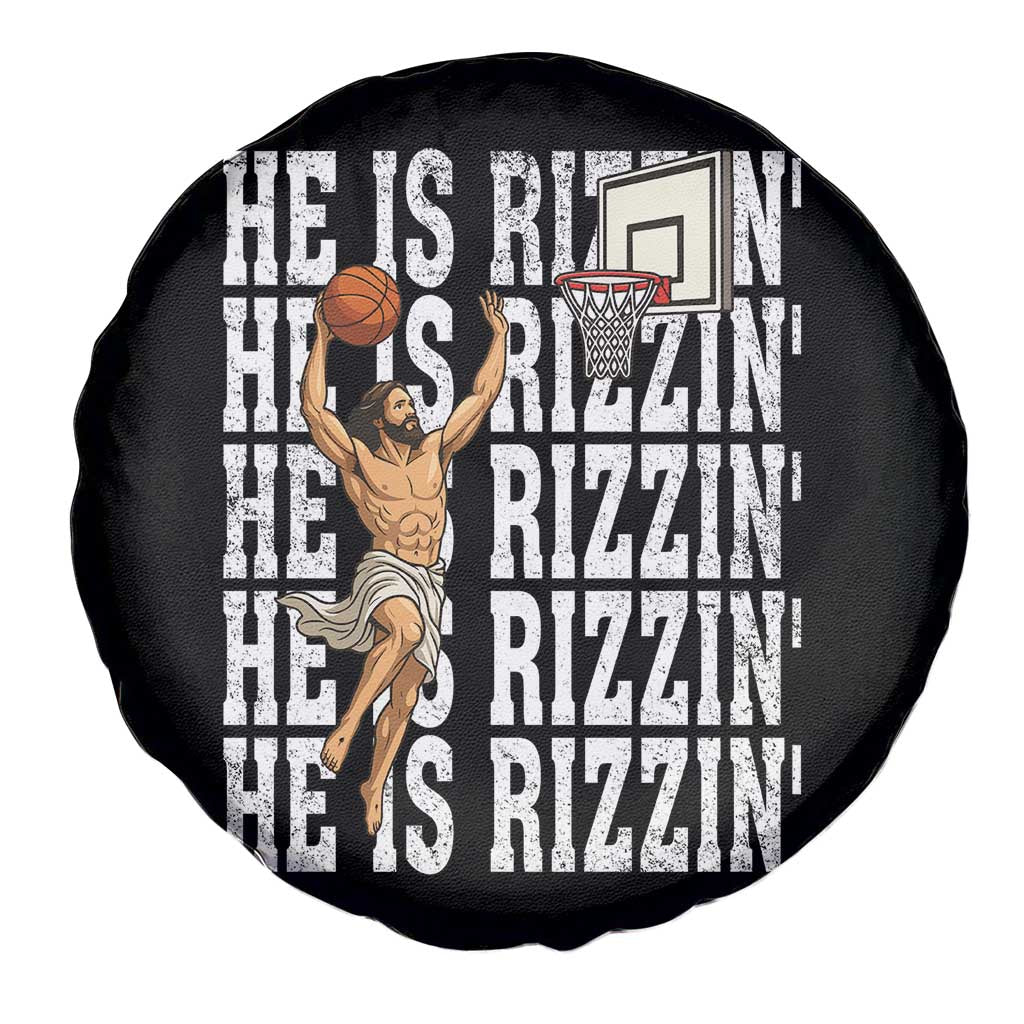 Christian Basketball Lover Spare Tire Cover He Is Rizzin Funny Gift TS12 Print Your Wear