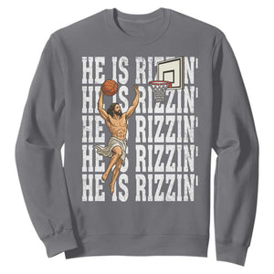 Christian Basketball Lover Sweatshirt He Is Rizzin Funny Gift TS12 Charcoal Print Your Wear