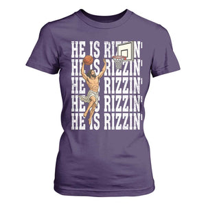 Christian Basketball Lover T Shirt For Women He Is Rizzin Funny Gift TS12 Purple Print Your Wear