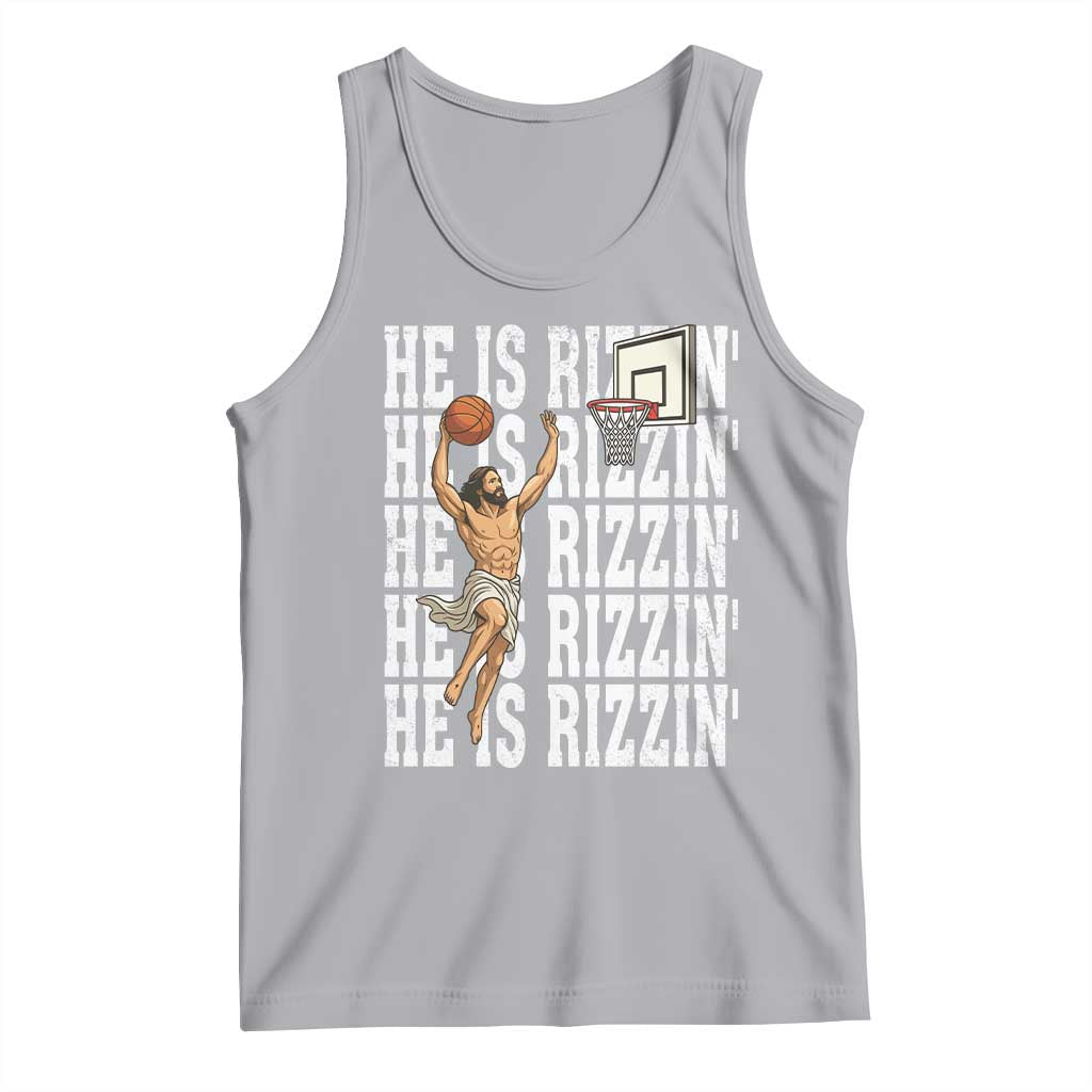 Christian Basketball Lover Tank Top He Is Rizzin Funny Gift TS12 Athletic Heather Print Your Wear