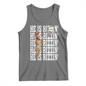 Christian Basketball Lover Tank Top He Is Rizzin Funny Gift TS12 Black Heather Print Your Wear