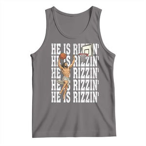 Christian Basketball Lover Tank Top He Is Rizzin Funny Gift TS12 Deep Heather Print Your Wear