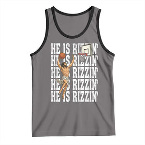 Christian Basketball Lover Tank Top He Is Rizzin Funny Gift TS12 Deep Heather Black Print Your Wear