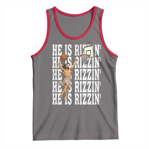 Christian Basketball Lover Tank Top He Is Rizzin Funny Gift TS12 Deep Heather Red Print Your Wear