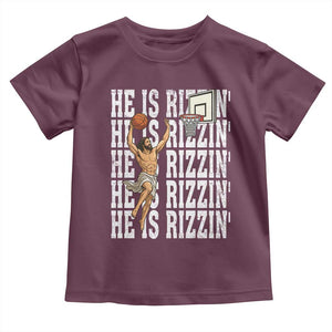 Christian Basketball Lover Toddler T Shirt He Is Rizzin Funny Gift TS12 Maroon Print Your Wear