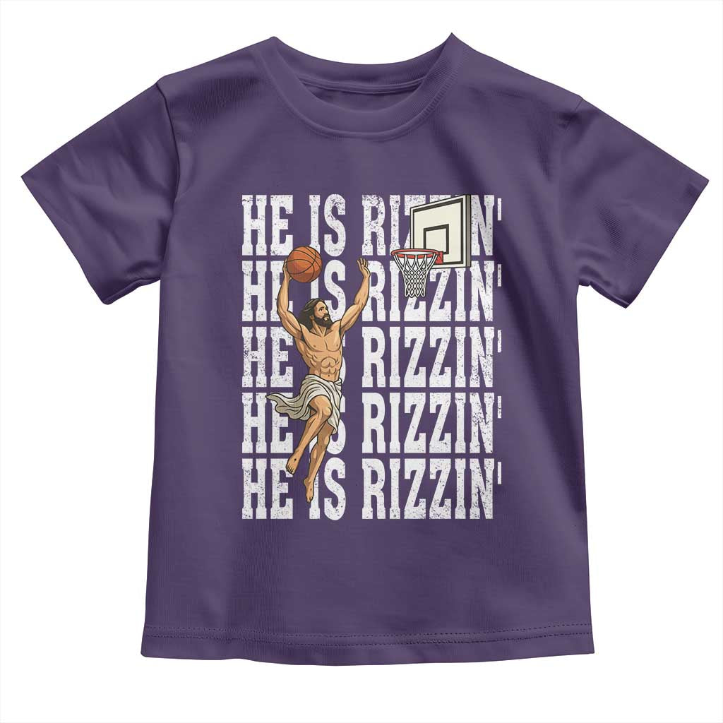 Christian Basketball Lover Toddler T Shirt He Is Rizzin Funny Gift TS12 Purple Print Your Wear