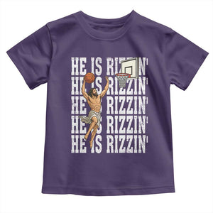 Christian Basketball Lover Toddler T Shirt He Is Rizzin Funny Gift TS12 Purple Print Your Wear