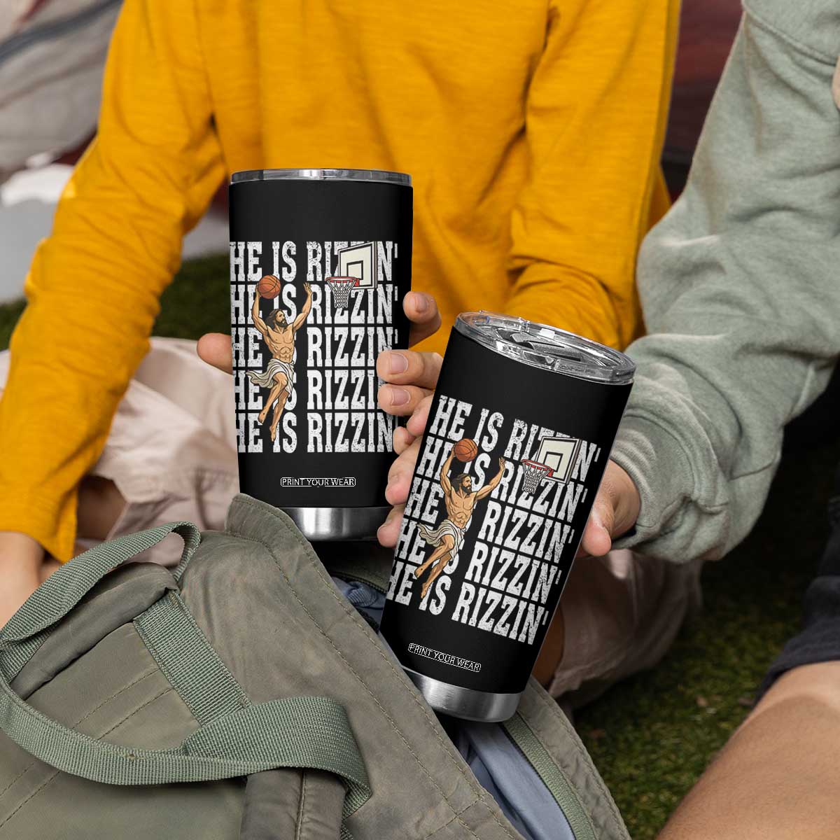 Christian Basketball Lover Tumbler Cup He Is Rizzin Funny Gift TS12 Print Your Wear