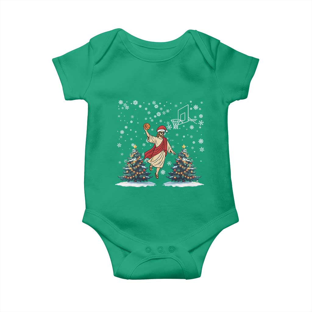 He Is Rizzin Baby Onesie Funny Christmas Slam Dunk Basketball Gift TS12 Irish Green Print Your Wear