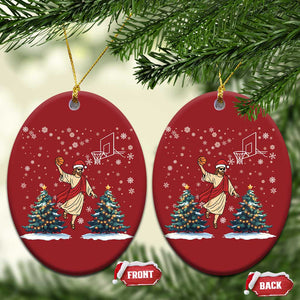 He Is Rizzin Christmas Ornament Funny Xmas Slam Dunk Basketball Gift TS12 Oval Red Print Your Wear