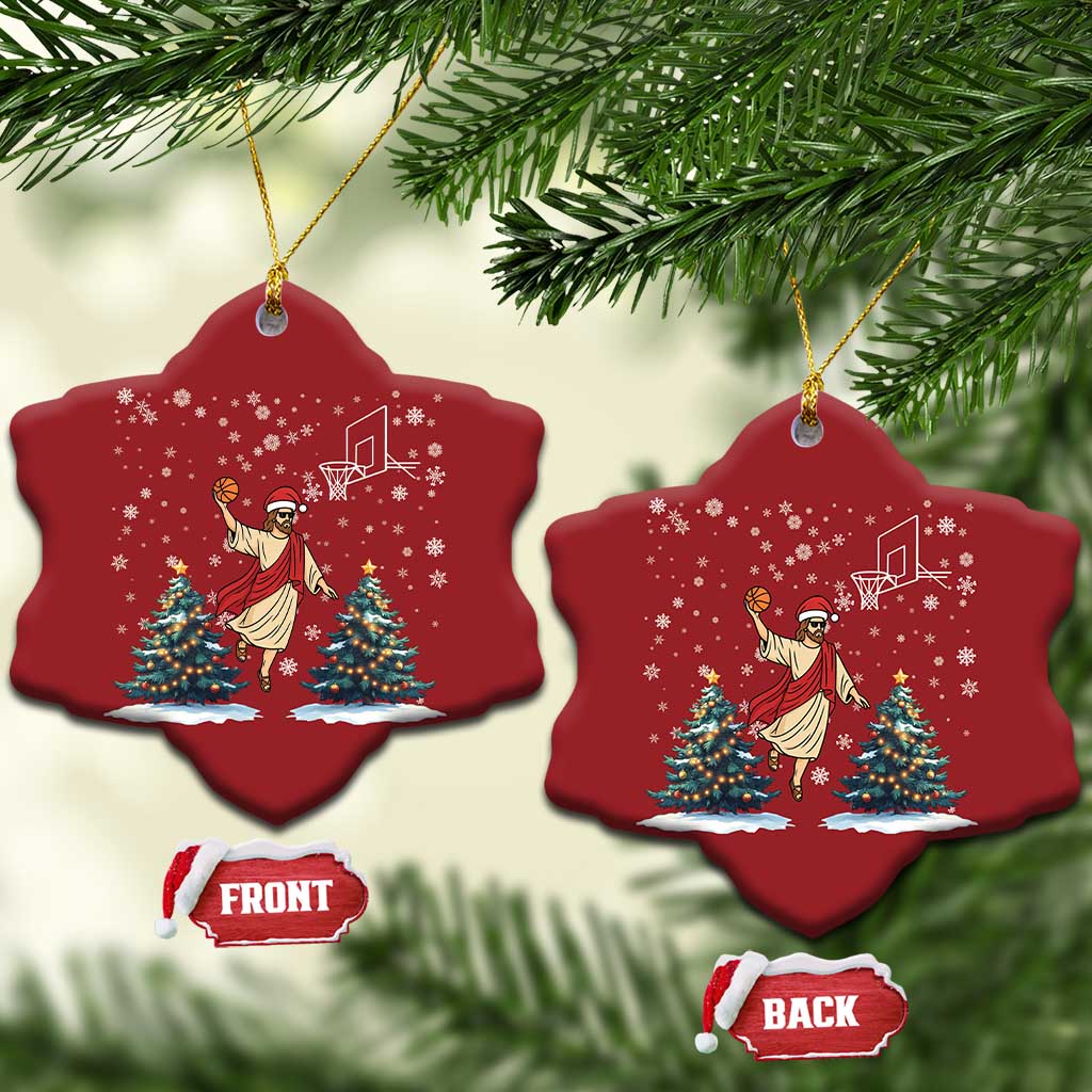 He Is Rizzin Christmas Ornament Funny Xmas Slam Dunk Basketball Gift TS12 Snow Flake Red Print Your Wear