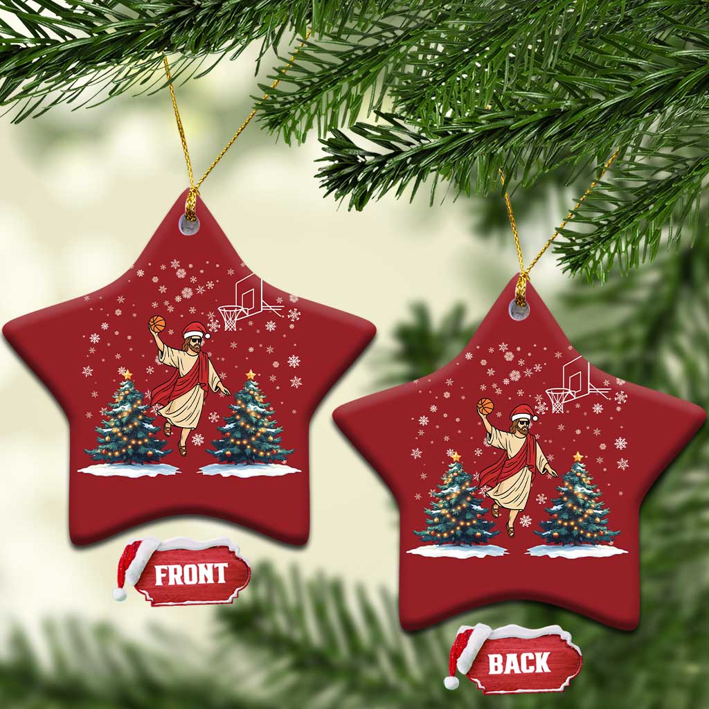 He Is Rizzin Christmas Ornament Funny Xmas Slam Dunk Basketball Gift TS12 Star Red Print Your Wear