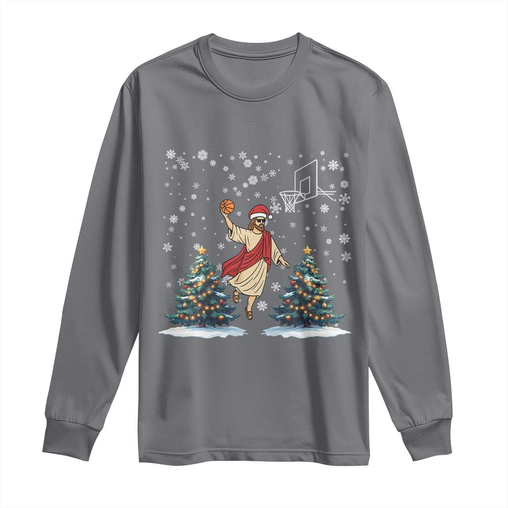 He Is Rizzin Long Sleeve Shirt Funny Christmas Slam Dunk Basketball Gift TS12 Charcoal Print Your Wear