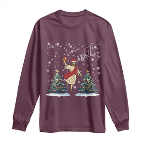 He Is Rizzin Long Sleeve Shirt Funny Christmas Slam Dunk Basketball Gift TS12 Maroon Print Your Wear