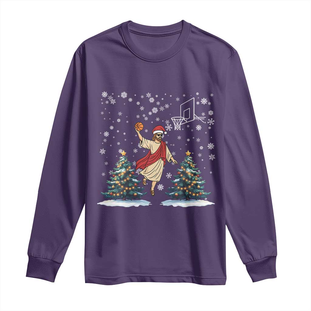He Is Rizzin Long Sleeve Shirt Funny Christmas Slam Dunk Basketball Gift TS12 Purple Print Your Wear