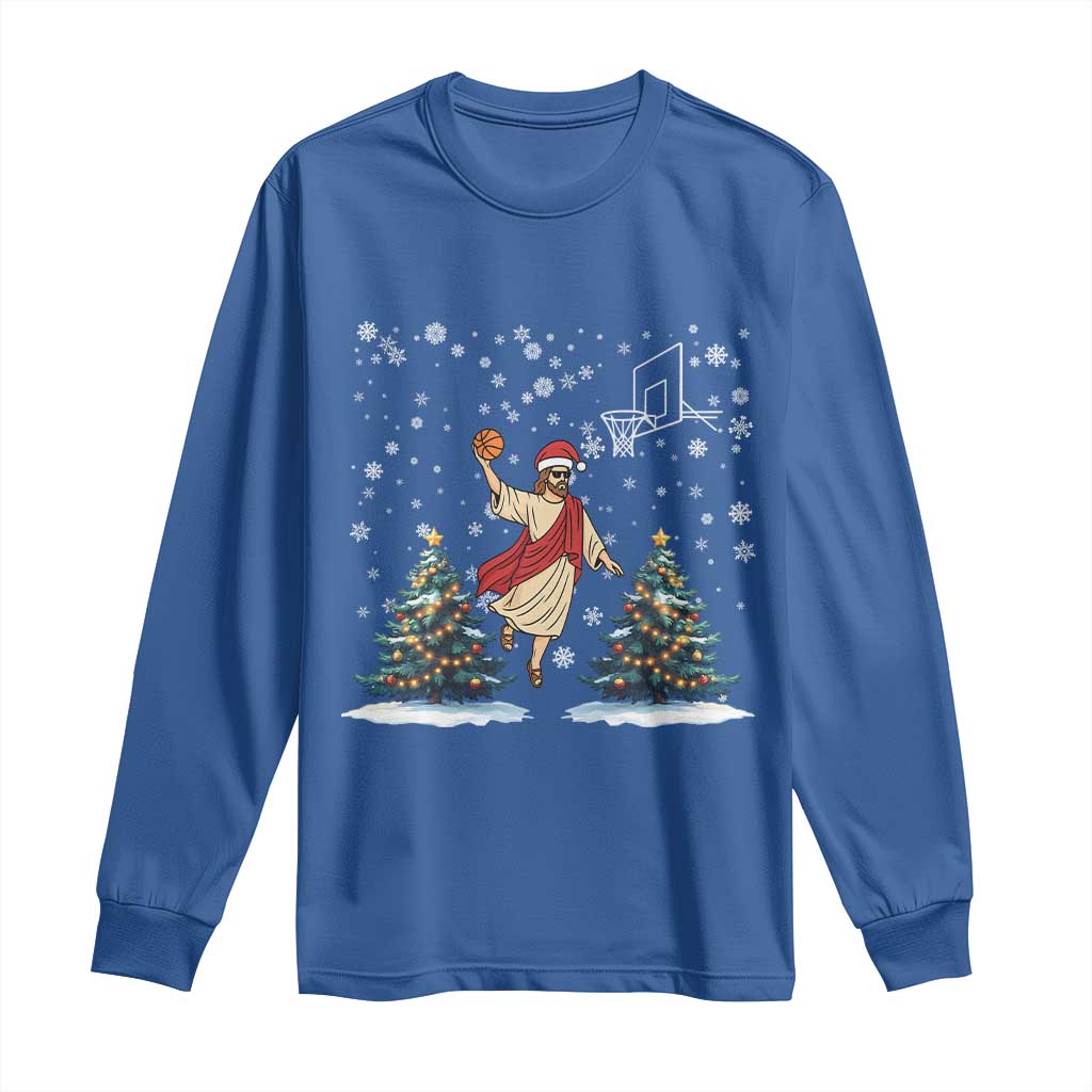 He Is Rizzin Long Sleeve Shirt Funny Christmas Slam Dunk Basketball Gift TS12 Royal Blue Print Your Wear