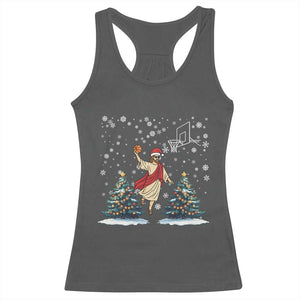 He Is Rizzin Racerback Tank Top Funny Christmas Slam Dunk Basketball Gift TS12 Dark Heather Print Your Wear