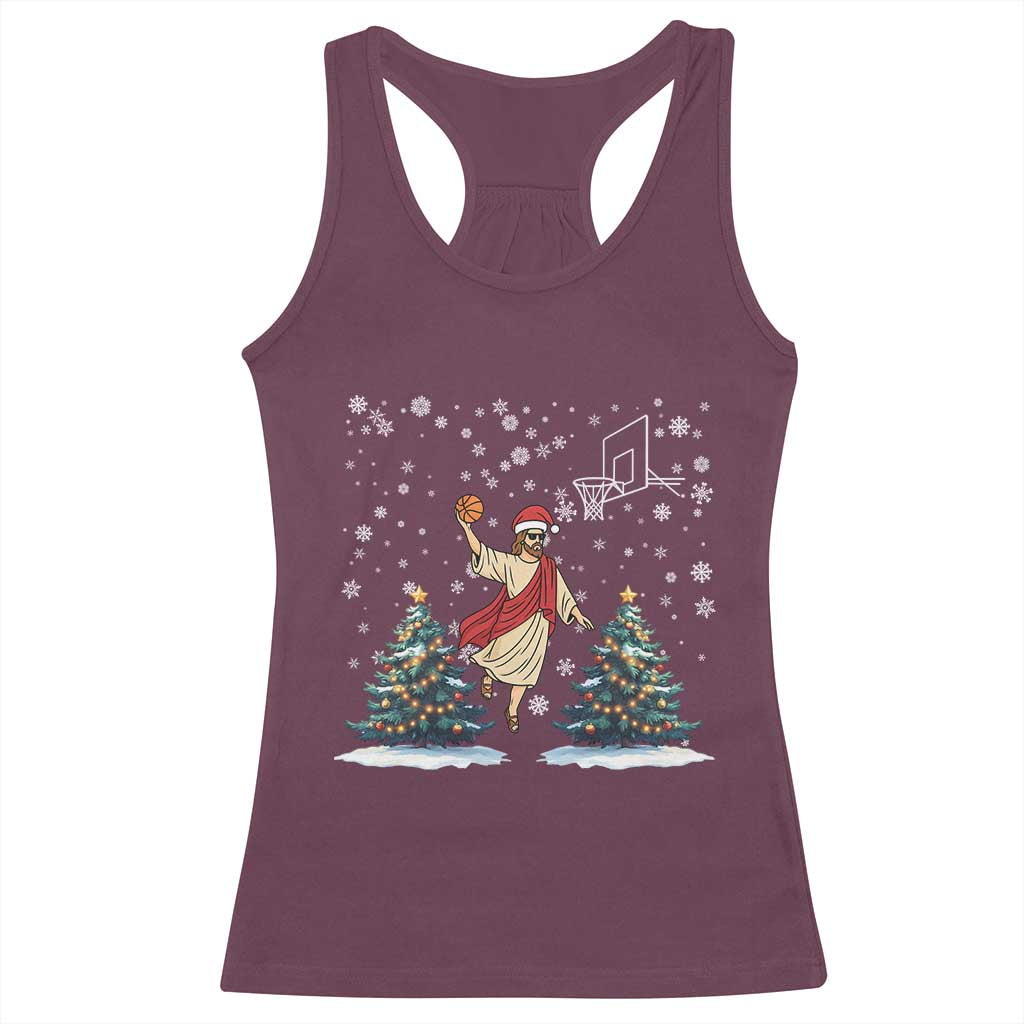 He Is Rizzin Racerback Tank Top Funny Christmas Slam Dunk Basketball Gift TS12 Maroon Print Your Wear