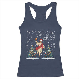 He Is Rizzin Racerback Tank Top Funny Christmas Slam Dunk Basketball Gift TS12 Navy Print Your Wear