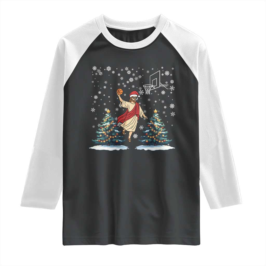 He Is Rizzin Raglan Shirt Funny Christmas Slam Dunk Basketball Gift TS12 Black White Print Your Wear