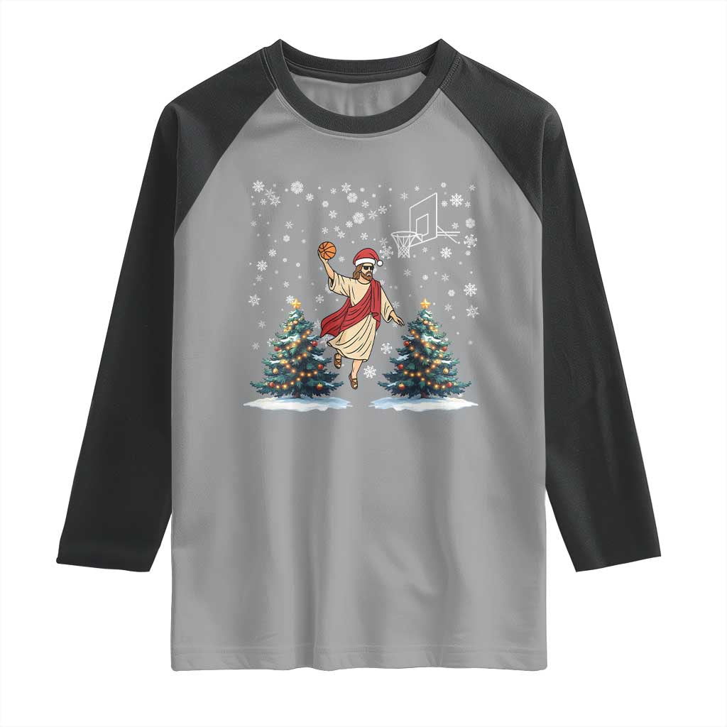 He Is Rizzin Raglan Shirt Funny Christmas Slam Dunk Basketball Gift TS12 Sport Gray Black Print Your Wear