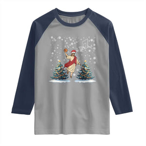 He Is Rizzin Raglan Shirt Funny Christmas Slam Dunk Basketball Gift TS12 Sport Gray Navy Print Your Wear